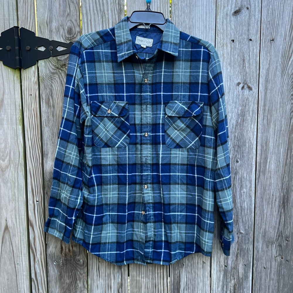 Timber Run Blue Green Plaid Long Sleeve Shirt Sz Medium